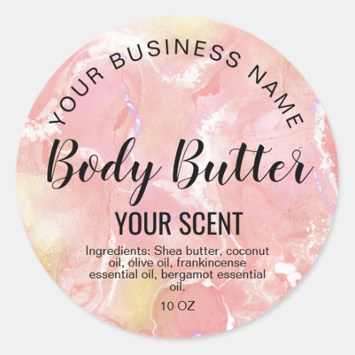 body butter add logo pastel unicorn ink marble  cl classic round sticker