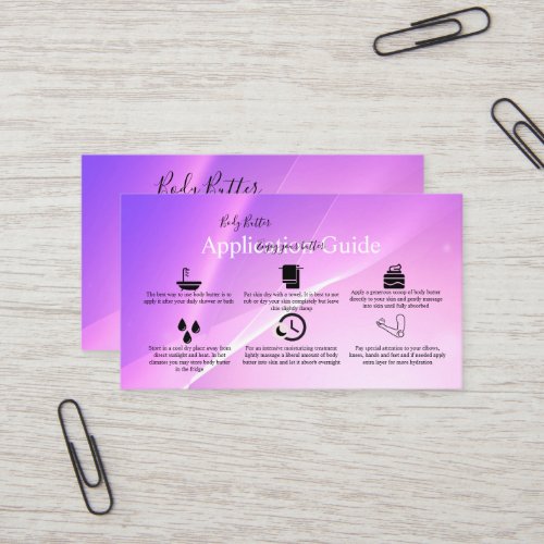 Body Butter Application Guide Colorful Glam    Bus Business Card