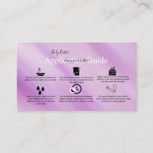 Body Butter Application Guide Colorful Glam  Busin Business Card