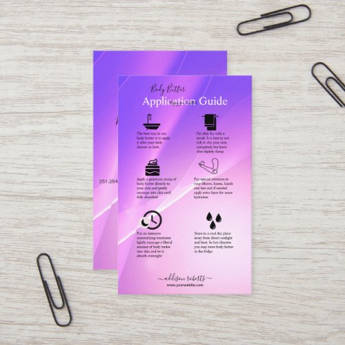Body Butter Application Guide Elegant Glam     Bus Business Card