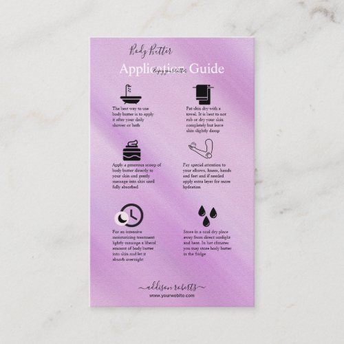 Body Butter Application Guide Elegant Glam  Busine Business Card