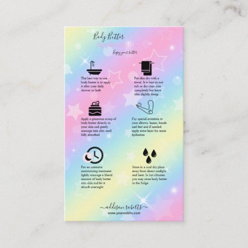 Body Butter Application Guide Elegant Glam  Busine Business Card