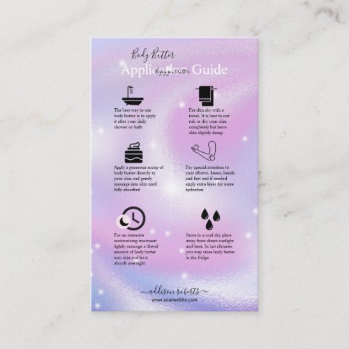 Body Butter Application Guide Elegant Glam Business Card