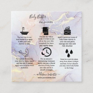 Body Butter Application Guide Modern Elegant Square Business Card