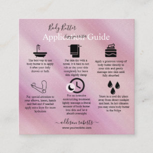 Body Butter Application Guide Modern Glam Square Business Card