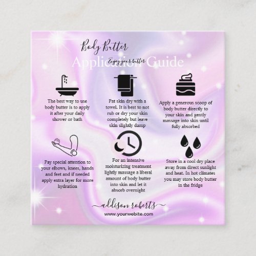 Body Butter Application Guide Modern Glam   Square Business Card