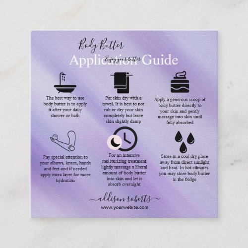 Body Butter Application Guide Modern Glam   Square Business Card