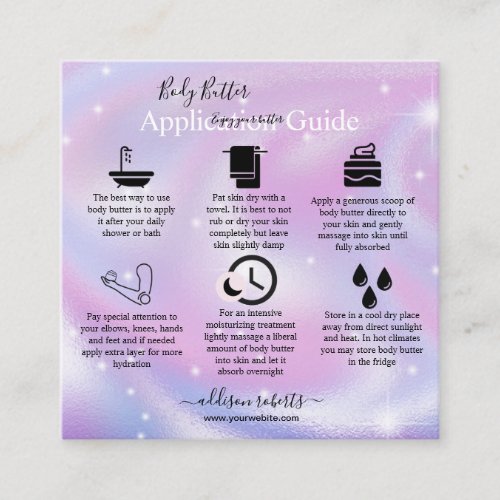 Body Butter Application Guide Modern Glam   Square Business Card