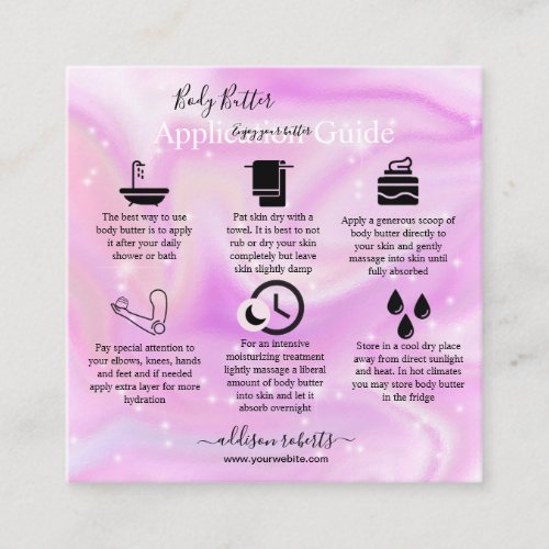 Body Butter Application Guide Modern Glam   Square Square Business Card
