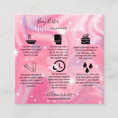 Body Butter Application Guide Modern Glam  Square  Square Business Card