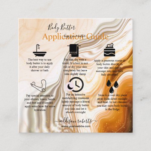 Body Butter Application Guide Modern Liquid Gold  Square Business Card