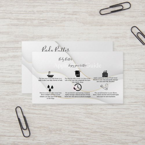 Body Butter Application Guide Modern White Gold Business Card