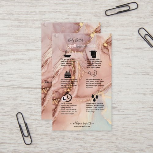 Body Butter Application Guide Pink Gold  Business Card