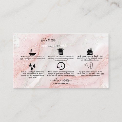 Body Butter Application Guide Pink Splash Liquid  Business Card