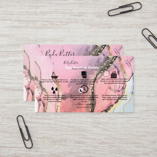 Body Butter Application  Pink Gold Watercolor   Bu Business Card