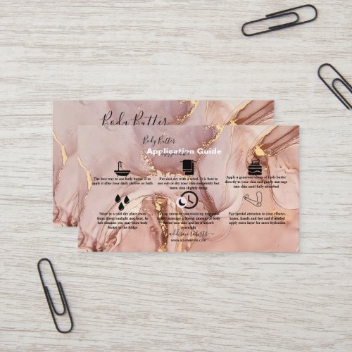 Body Butter Application  Pink Gold Watercolor   Bu Business Card