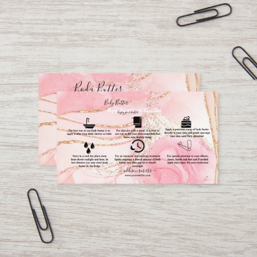 Body Butter Application  Pink Gold Watercolor   Business Card