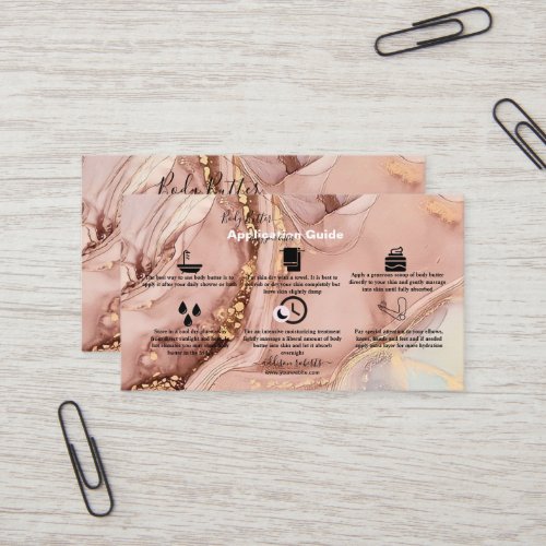 Body Butter Application  Pink Gold Watercolor  Business Card