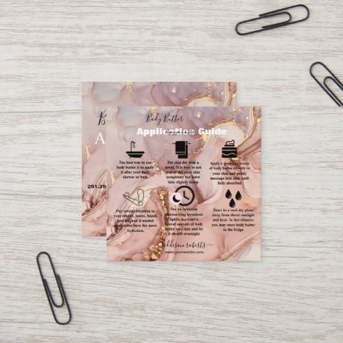 Body Butter Application Pink Gold Watercolor    Sq Square Business Card