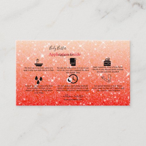 Body Butter Application Red Glitter  Business Card