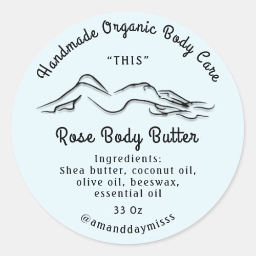 Body Butter Balm Care Packaging Blue Pastel Classic Round Sticker