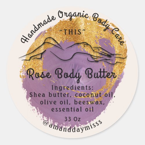 Body Butter Balm Care Packaging Logo Ivory Gold  Classic Round Sticker