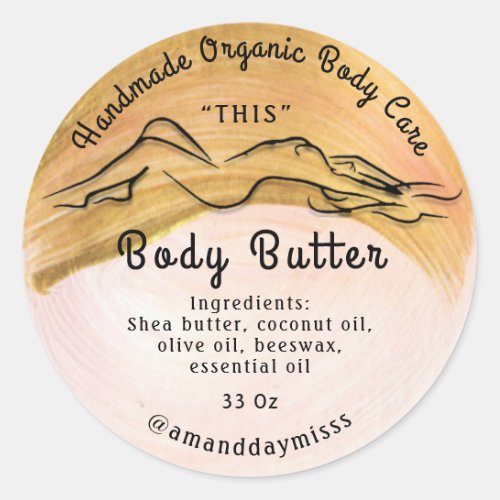 Body Butter Balm Care Packaging Logo Rose Paint Classic Round Sticker