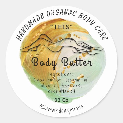 Body Butter Balm Care Packaging Logo Small Busines Classic Round Sticker