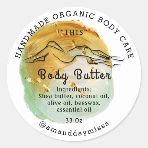 Body Butter Balm Care Packaging Logo Thank Gold Classic Round Sticker