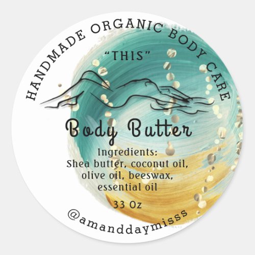 Body Butter Balm Care Packaging Logo Thank You Classic Round Sticker