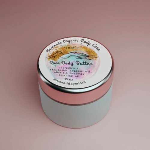 Body Butter Balm Care Packaging Rose Paint Stroke Classic Round Sticker