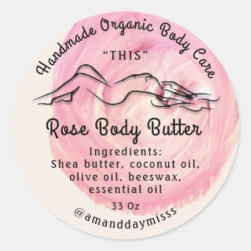 Body Butter Balm Care Packaging Rose Peony Powder Classic Round Sticker