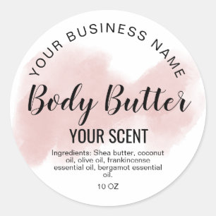 body butter blush pink agate add logo  classic rou classic round sticker