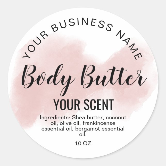 body butter blush pink agate add logo  classic rou classic round sticker (Front)