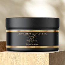 Body Butter Cosmetics Jar Label - Black and Gold