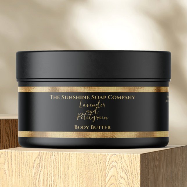 Body Butter Cosmetics Jar Label - Black and Gold (Creator Uploaded)