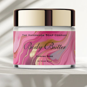 Body Butter Cosmetics Jar Label Pink Marble & Gold