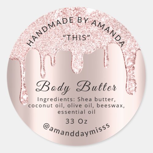 Body Butter Drip Product Rose Drips Blush Classic Round Sticker