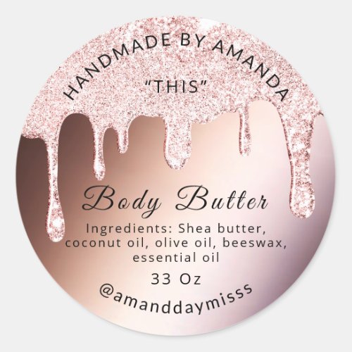 Body Butter Drip Product Rose Drips Cosmetics Classic Round Sticker