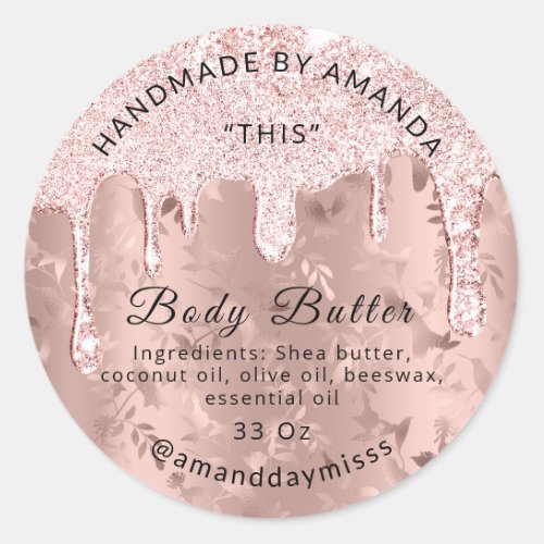 Body Butter Drip Product Rose Drips Floral Classic Round Sticker