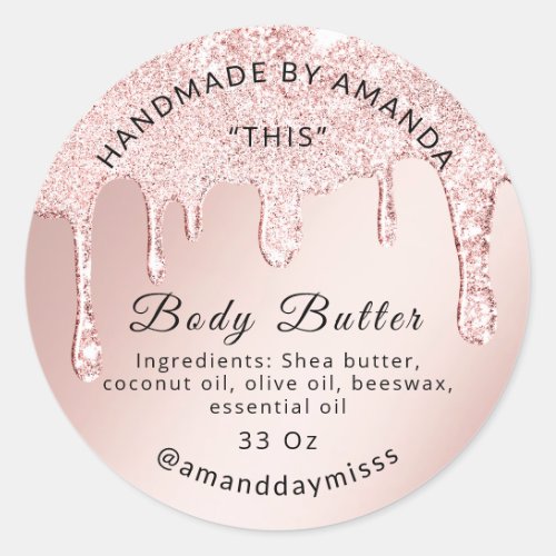 Body Butter Drip Product Rose Drips Pink Classic Round Sticker