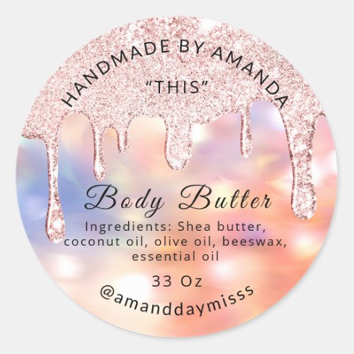 Body Butter Drip Product Rosse Drips Small Busines Classic Round Sticker