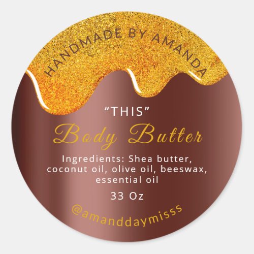 Body Butter Drips Product Packaging Honey Chocolat Classic Round Sticker