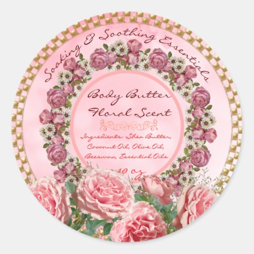 Body Butter Floral Classic Round Sticker