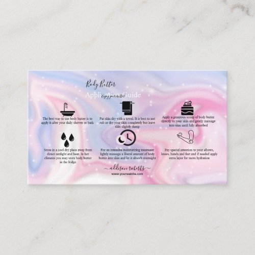 Body Butter Glitter Pink Marble Splash  Business Card