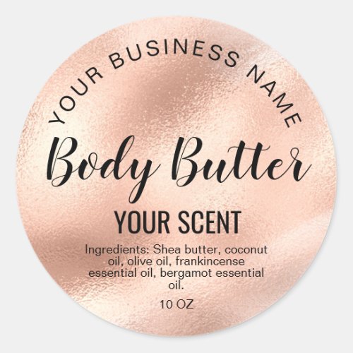 body butter gold blush pink classic round sticker