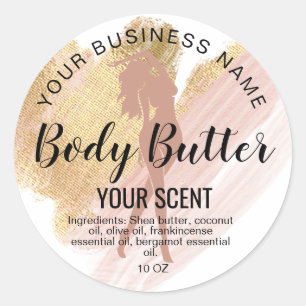 body butter gold blush pink classic round sticker
