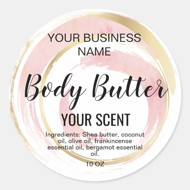 body butter gold blush pink classic  square sticke classic round sticker (Front)