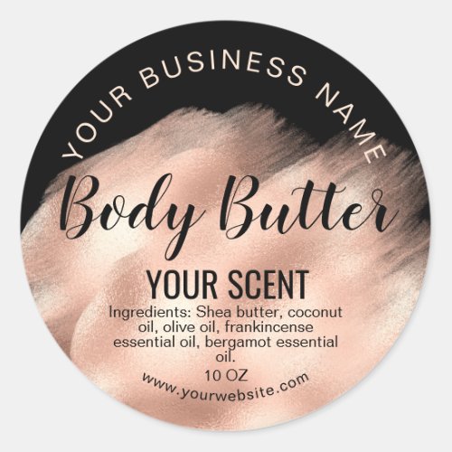 body butter gold blush pink product label