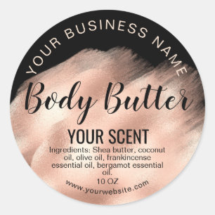 body butter gold blush pink product label
